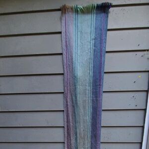 Shupaca Blue Green Purple 80% Alpaca 20% Acrylic Scarf with Fringe